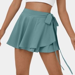 Breezeful™ High Waisted Tie Side 2-in-1 Side Pocket Flowy Micro Mini Flare